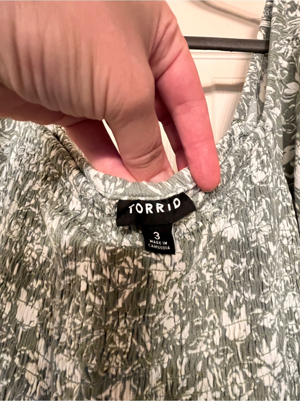 torrid Sage Green and White Floral Smocked Maxi Dress - Picture 3 of 5